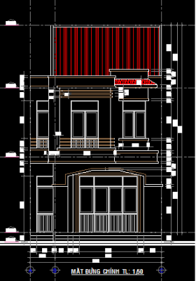 Bản vẽ cad Nhà Phố (lầu) 2 tầng đầy đủ chức năng sử dụng
