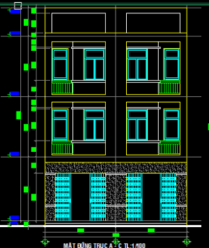 Bản vẽ cad Phòng trọ (lầu) đầy đủ chức năng sử dụng mặt bằng, mặt cắt, mặt đứng