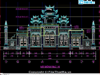 Bản vẽ cad thiết kế Cổng đền chùa kiến trúc cổ