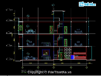 Bản vẽ cad thiết kế đầy đủ kiến trúc của nhà phố kt 4X18.5m