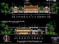 Bản vẽ cad thiết kế kiến trúc công trình chùa bái đính