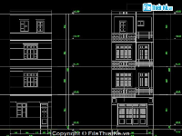 Bản vẽ cad thiết kế Kiến trúc Nhà 4 tầng kích thước 5x14m + ô che