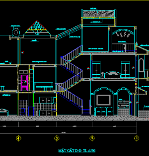 Bản vẽ cad thiết kế mẫu nhà phố đẹp