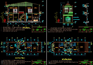 Bản vẽ cad Thiết kế nhà dân dụng 2 tầng 5x16m đầy đủ Móng,KC,KT,Điện,Nước.