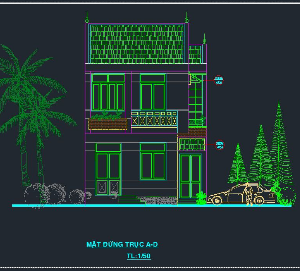 Bản vẽ cad thiết kế Nhà dân dụng 2 tầng kích thước 7,2x11,5m