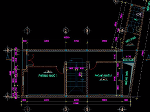 Bản vẽ cad thiết kế nhà hai tầng trên đất hình chiếc ủng