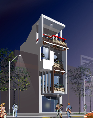 Bản vẽ cad thiết kế Nhà phố kích thước 3x12m(kiến trúc+ điện nước)