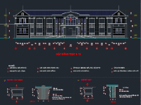 Bản vẽ cad Thiết kế UBND xã 2 tầng 10.8x39.7m (File cad + Excel)