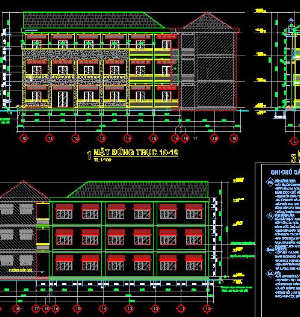 Bản vẽ cad Trường tiểu học Thị trấn (Kiến Trúc- Kết Cấu )