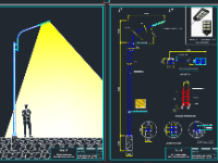 Bản vẽ autocad và sketchup đèn đường năng lượng mặt trời và biện pháp thi công