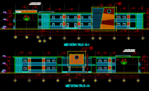 Bản vẽ cad_ Kiến trúc trường học đẹp (Mẫu 2)