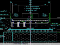 Bản vẽ cầu tạm bằng thép trên rọ đá B=4m L=3x12m