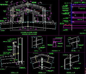 Bản vẽ chi tiết khung kèo, dầm nhà xưởng