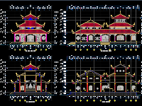 Bản vẽ Chùa diện tích 16,1x30,6m; móng cọc BTCT 20x20, L=6m (KT, KC)