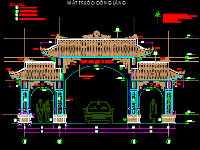 cổng làng văn hóa,mẫu cổng làng văn hóa,Cổng làng 8.1x27.5m,bản vẽ cổng làng,cad cổng làng văn hóa