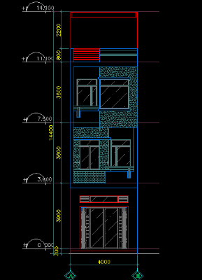 Bản vẽ kiến trúc nhà phố,kiến trúc nhà phố kích thước 4x20 m,full kiến trúc nhà phố