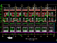 Bản vẽ dãy nhà phố 5 tầng (mỗi căn 4x19) đầy đủ kiến trúc