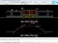 Bản vẽ, dự toán chi tiết cổng phụ và tường rào trường học