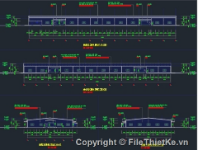 Bản vẽ file CAD kiến trúc nhà xưởng kích thước 99mx30m