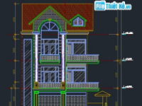 Bản vẽ Full kiến trúc biệt thự nhà đẹp 4 tầng có kèm theo file Autocad, Sketchup