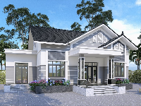 Bản vẽ full kiến trúc Revit, kết cấu, điện nước nhà 1 tầng mái thái hiện đại, kích thước 11x15m