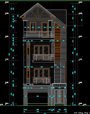 Bản vẽ full Nhà lô phố 4 tầng kích thước 6,1x10,5m (6.1x10.5m)(kiến trúc+kết cấu)