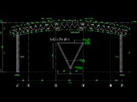 Bản vẽ kết cấu nhà thi đấu đầy đủ kết cấu mái vòm thép nhịp 25x42m