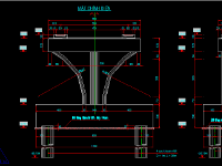 Bản vẽ Kết cấu phần dưới: Trụ đặc thân hẹp - Mố chữ U - Cọc khoan nhồi Cầu đường Sắt