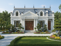 Bản vẽ kiến trúc Biệt thự 1 tầng 11x13m phong cách cổ điển Châu Âu