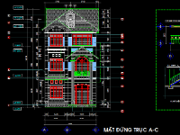 Bản vẽ kiến trúc biệt thự sóc trăng 7.5x15m 3 tầng