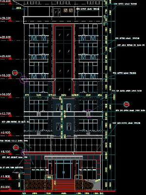 Bản vẽ Kiến trúc Khách sạn này được thiết kế 9 tầng có tầng hầm với diện tích 18x13.5m(18x13,5)