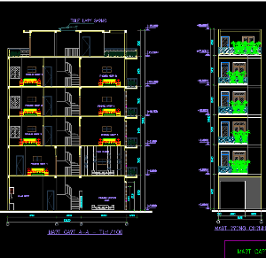 Bản vẽ kiến trúc (MĐ,MC,MB) Nhà phố hình thang (6 tầng)