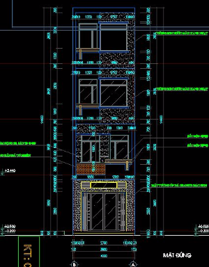 Bản vẽ kiến trúc Nhà 4 tầng kích thước 4x8,5m
