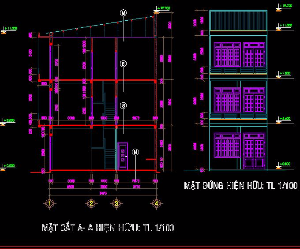 Bản vẽ Kiến trúc nhà 4,5x10m vớ thiết kế 4 tầng