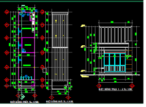 Bản vẽ kiến trúc Nhà cấp 4 kích thức 4,5x20m 