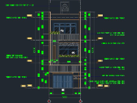 Bản vẽ kiến trúc nhà phố 3 tầng, diện tích 5x21m