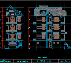 Bản vẽ Kiến trúc nhà phố 4 tầng kích thước 7,7 x 15,3m(7.7x15.3)