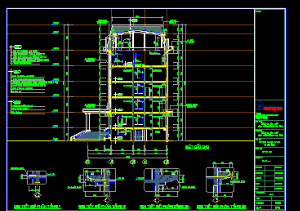 Bản vẽ kiến trúc thiết kế kỹ thuật thi công nhà Hiệu Bộ bằng Autocad.