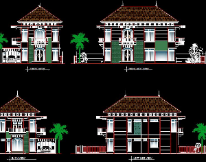 Bản vẽ kiến trúc thiết kế nhà biệt thự 2 tầng