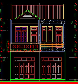 kiến trúc 2 tầng,kết cấu 2 tầng,Bản vẽ nhà phố,nhà phố 7.3x13.8