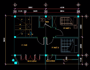 Bản vẽ Mặt Bằng Nhà nhỏ kích thước 8x6m, 1 trệt + 1 lầu, rất đơn giản không kiểu cách