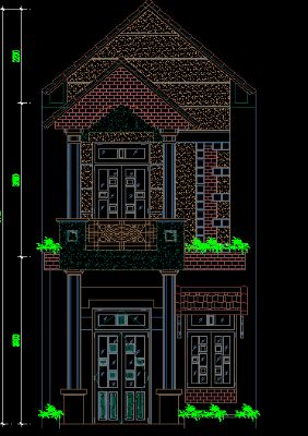 Bản vẽ,Bản vẽ nhà phố,nhà 2 mặt tiền,Bản vẽ autocad,Nhà 2 tầng