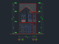 Bản vẽ mẫu nhà 2 tầng 6x18.67m (kiến trúc chi tiết + kết cấu)