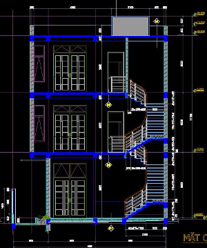 Bản vẽ mẫu nhà 3  tầng kích thước 10.5 x 14.7m gồm bản vẽ ( Kiến trúc + kết cấu + điện nước ) và dự toán