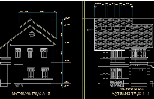 Bản vẽ mẫu nhà biệt thự kích thước 10,2x8,9m