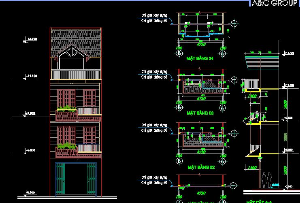 Bản vẽ mẫu nhà dân 4 tầng kiến trúc đẹp