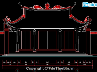 Bản vẽ,mẫu phòng thờ,Nhà thờ họ,nhà thờ 3 gian