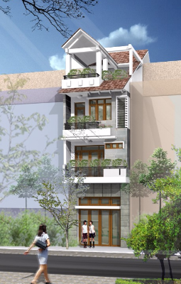 mẫu nhà 4 tầng đẹp,Nhà dân kích thước 5x20m,bản vẽ nhà phố đẹp,nhà 4 tầng có phối cảnh