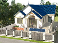 Bản vẽ nhà biệt thự mái thái 2 tầng 12x16m