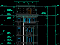 Bản vẽ nhà biệt thự phố hai mặt tiền (Kiến trúc, kết cấu)